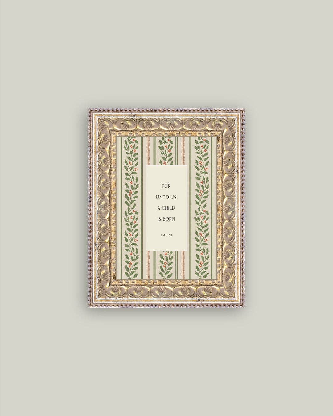 A Child is Born Framed Antique Art