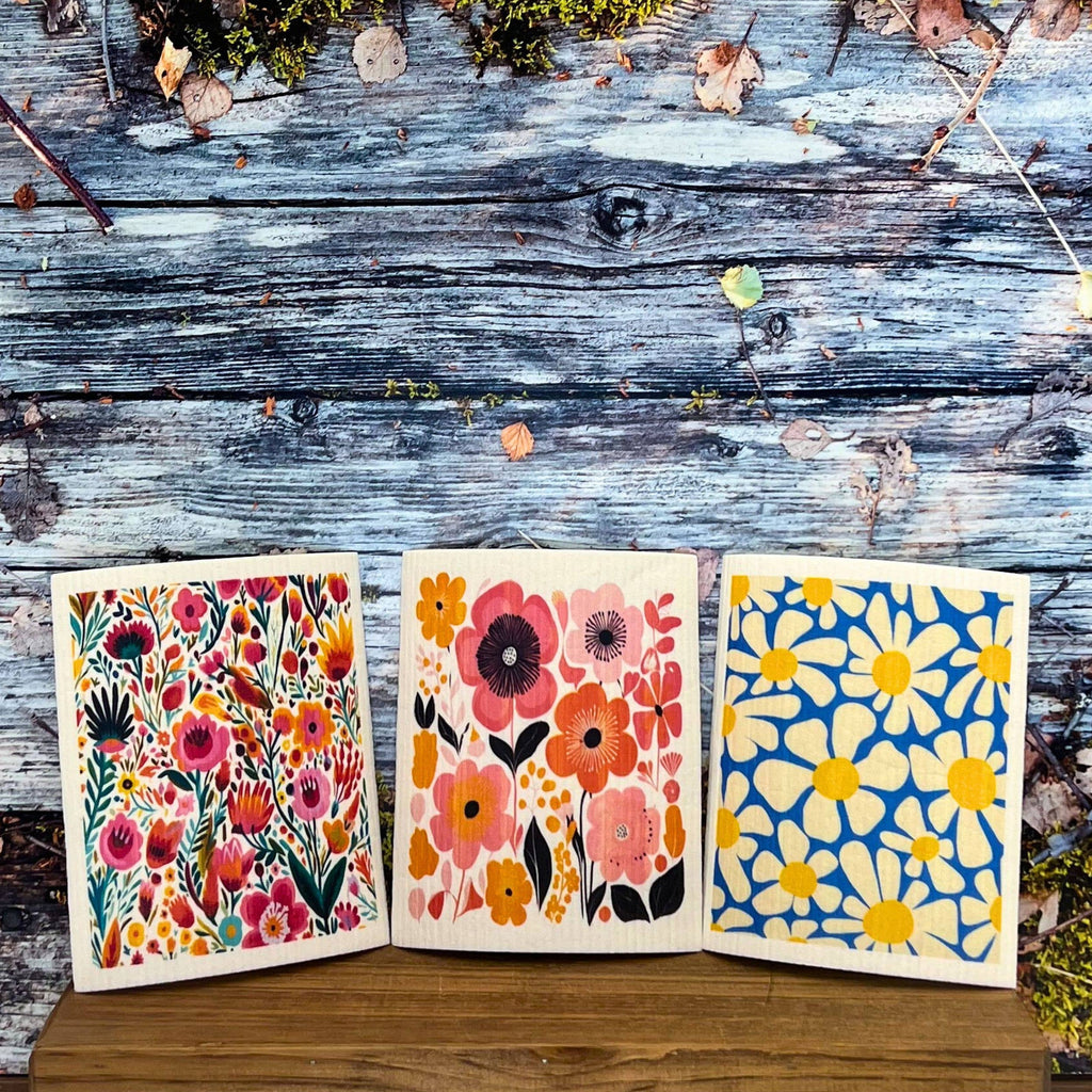 Tropical Flower Garden Swedish Dishcloths- Summer Decor
