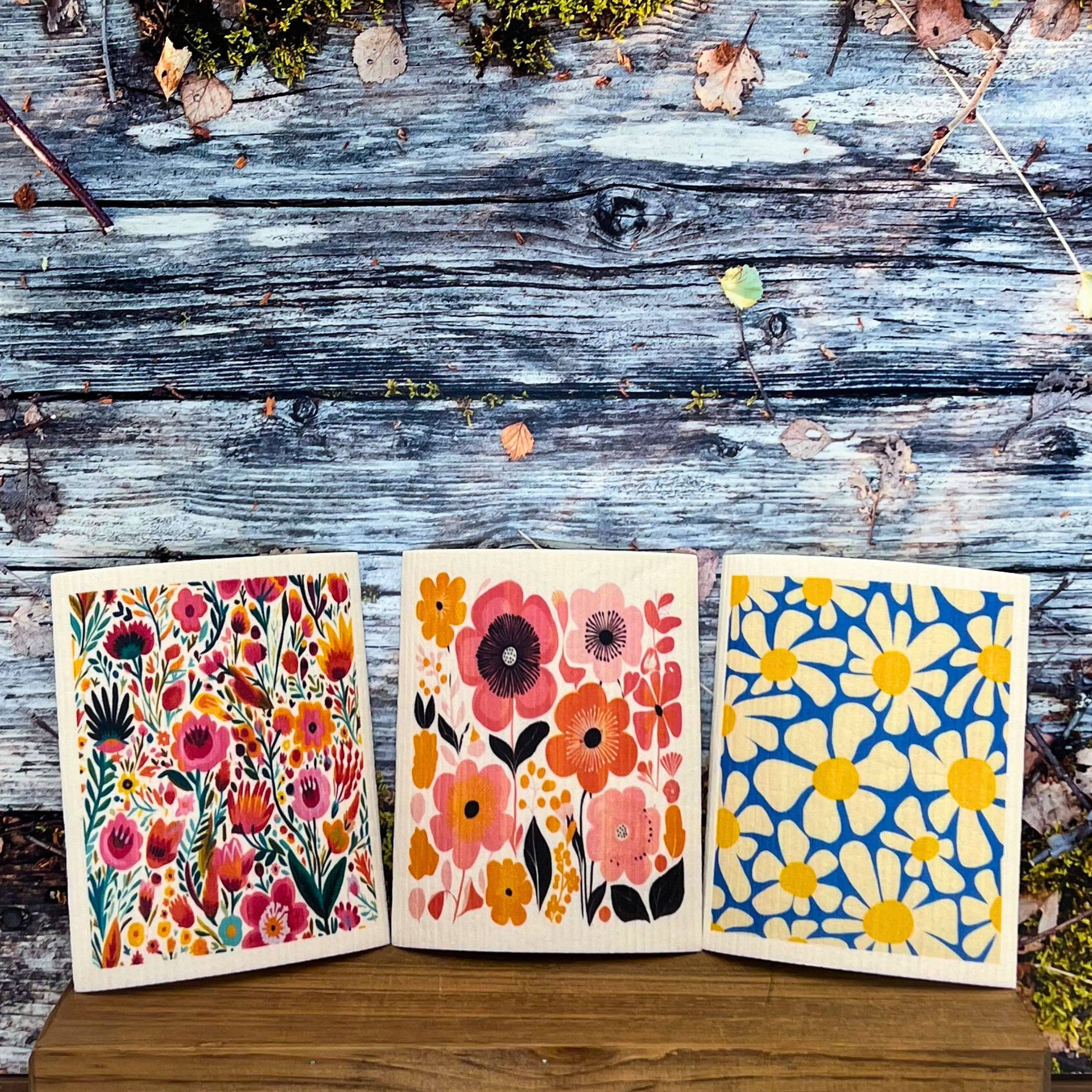 Tropical Flower Garden Swedish Dishcloths- Summer Decor