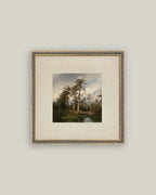 Live Oaks with Deer Framed Antique Art