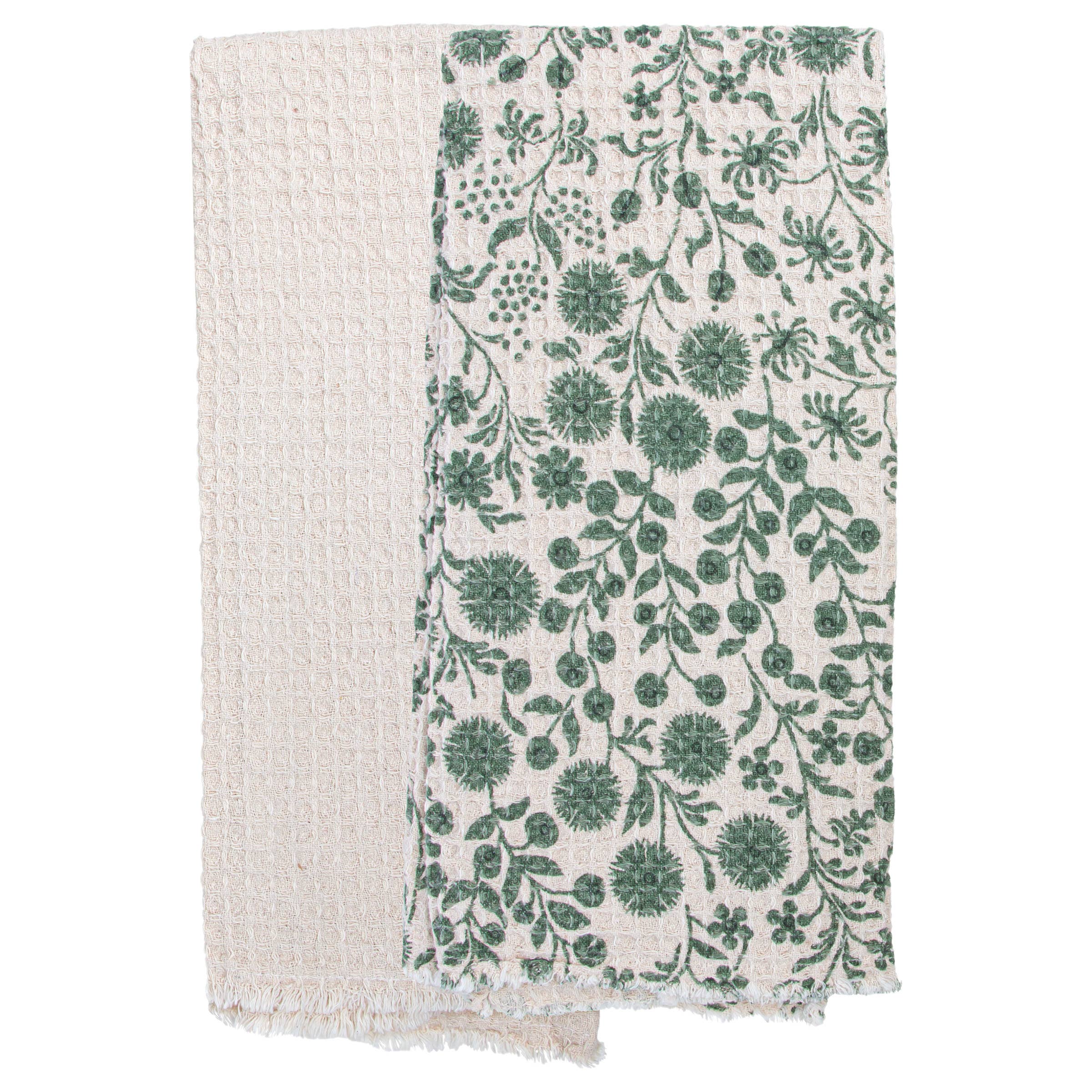 Sage Dandelions Cotton Tea Towels Set of 2