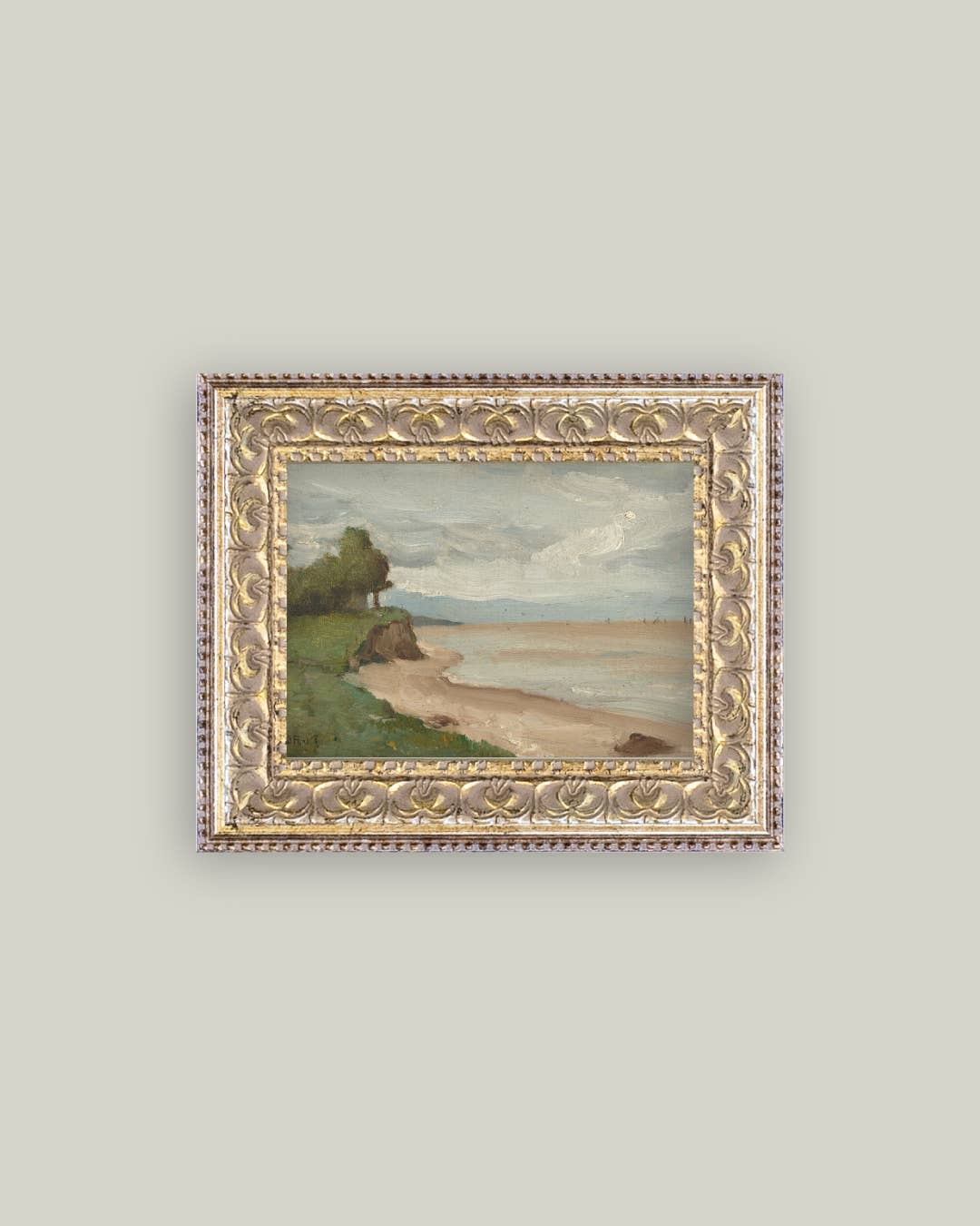 Beach Near Etretat Framed Antique Art