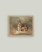 Bunnies Framed Antique Art