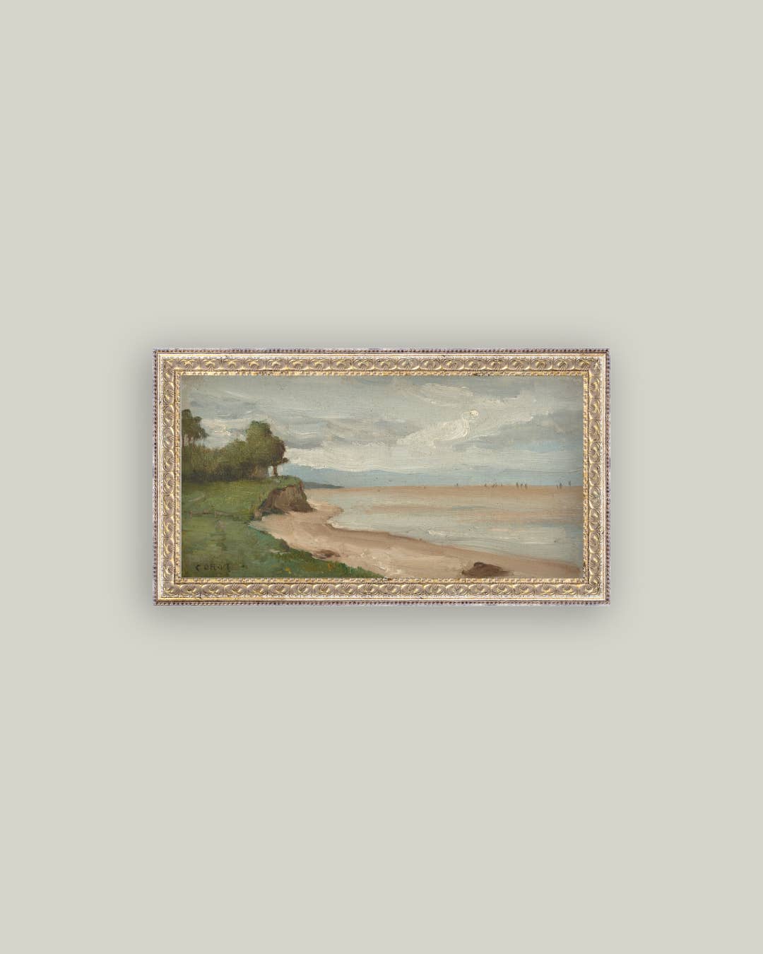 Beach Near Etretat Framed Antique Art