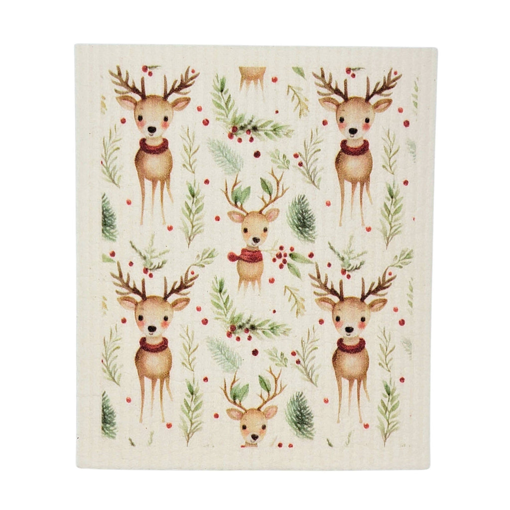 Christmas Reindeer Swedish Dishcloths Holiday Decor