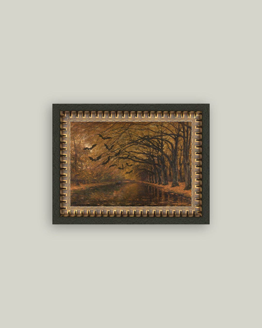 Bats at the River Framed Antique Art