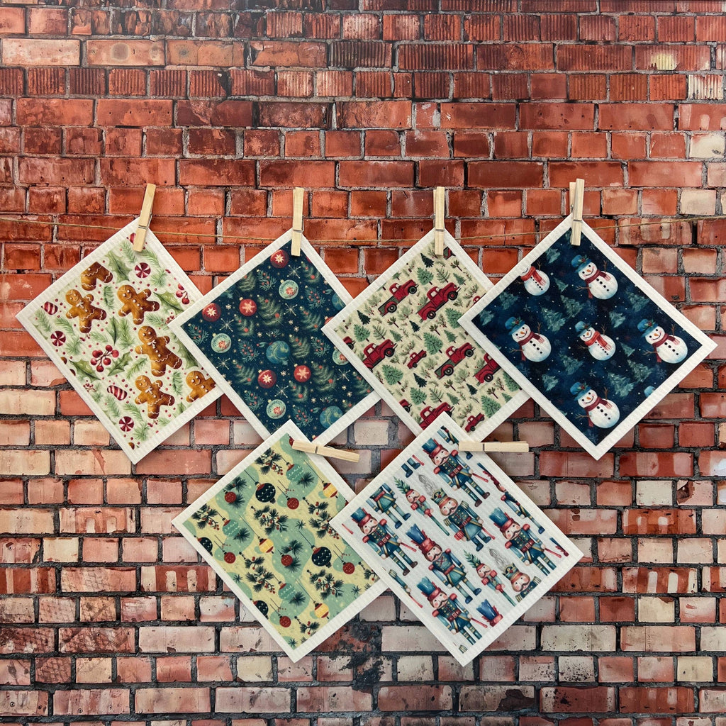 Gingerbread Cookie Swedish Dishcloths - Christmas Decor