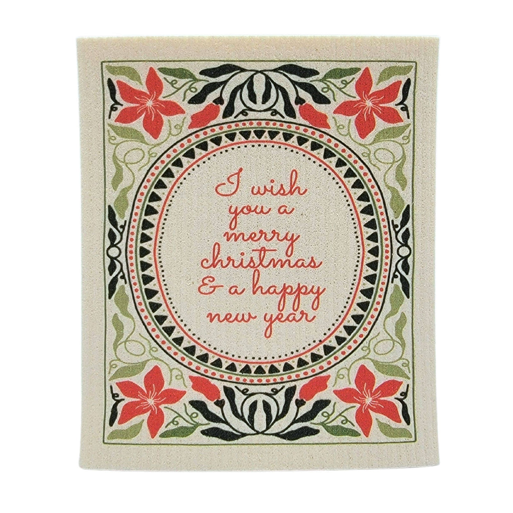 I Wish You A Merry Christmas Swedish Dishcloths - Xmas Decor