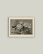 White Rose Vase Framed Antique Art